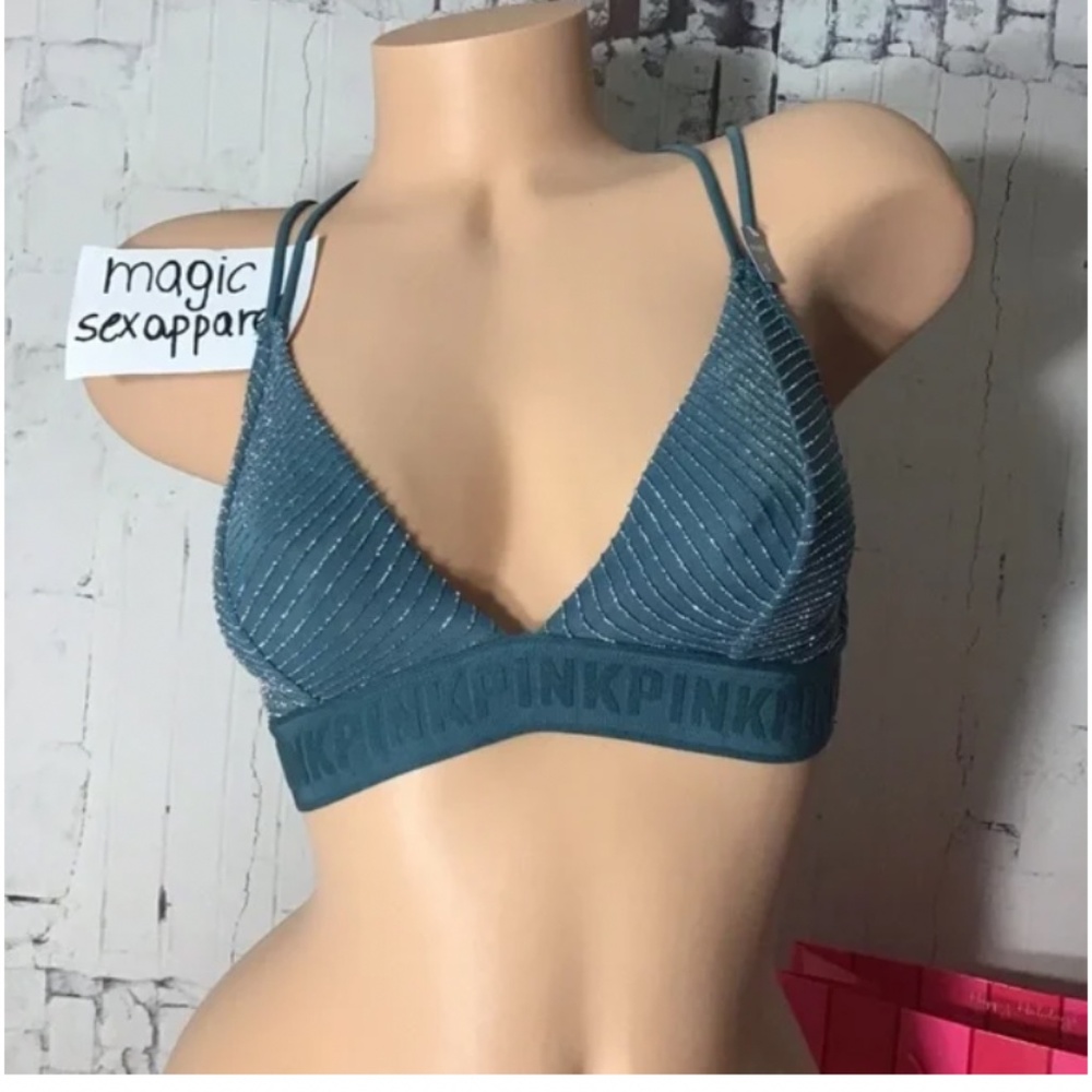 🪞 NWT Victoria’s secret pink unlined logo band bra top size small